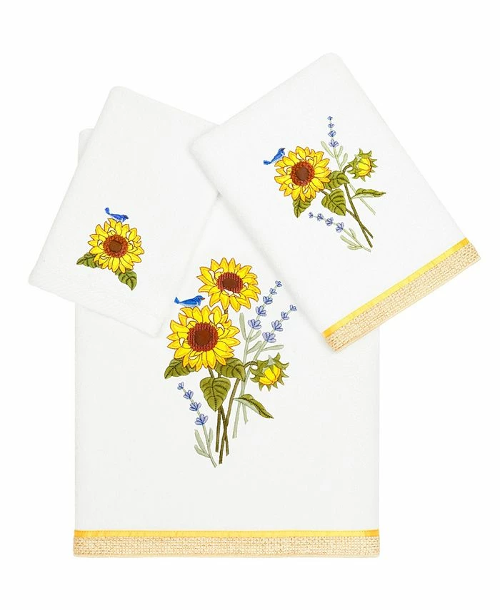 Linum Home Textiles Turkish Cotton Girasol Embellished Towel Set, 3 Piece