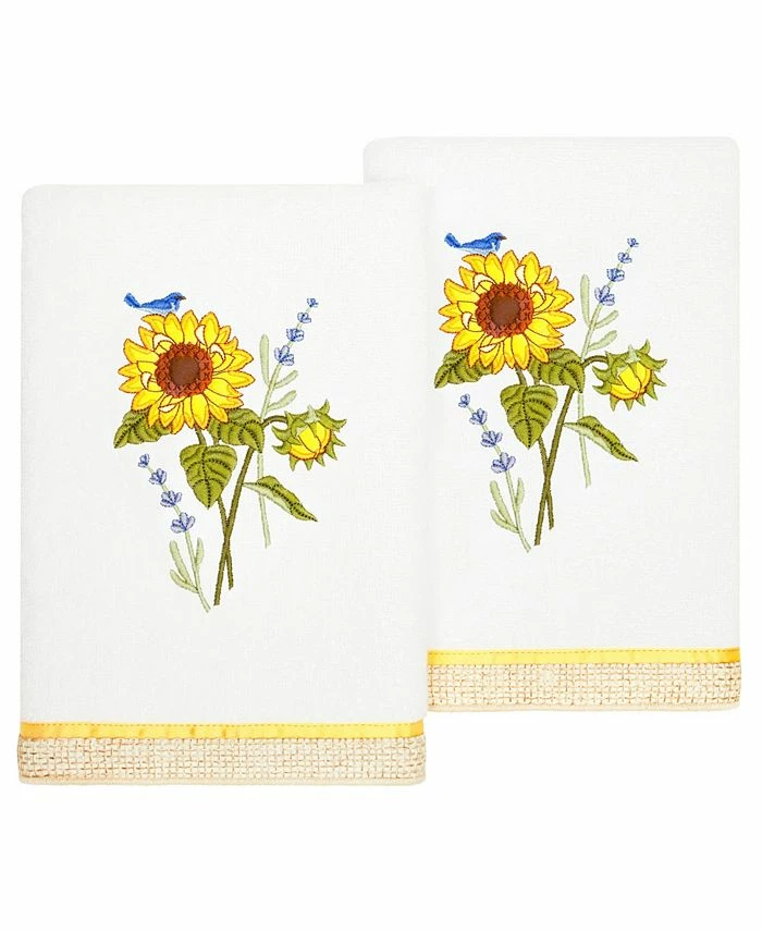 Linum Home Textiles Turkish Cotton Girasol Embellished Hand Towel Set, 2 Piece