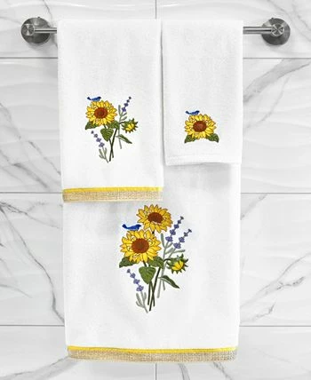 Linum Home Textiles Turkish Cotton Girasol Embellished Hand Towel Set, 2 Piece - Image 2