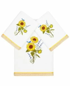 Linum Home Textiles Turkish Cotton Girasol Embellished Towel Set, 3 Piece