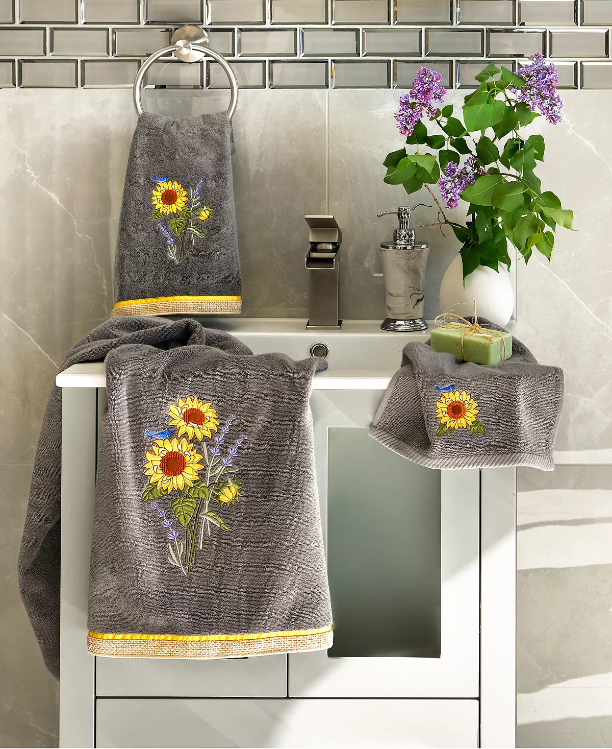 Linum Home Textiles Turkish Cotton Girasol Embellished Hand Towel Set, 2 Piece - Image 12
