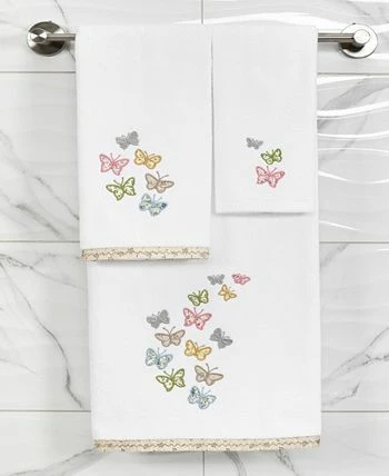 Linum Home Textiles Turkish Cotton Mariposa Embellished Bath Towel Set, 2 Piece 3 Linum Home Textiles Turkish Cotton Mariposa Embellished Bath Towel Set, 2 Piece - Image 3
