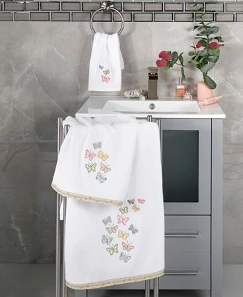 Linum Home Textiles Turkish Cotton Mariposa Embellished Bath Towel Set, 2 Piece 2 Linum Home Textiles Turkish Cotton Mariposa Embellished Bath Towel Set, 2 Piece - Image 2