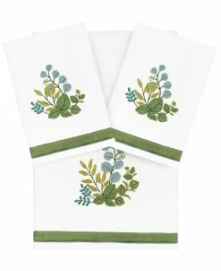 Linum Home Textiles Turkish Cotton Botanica Embellished Towel Set, 3 Piece