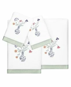 Linum Home Textiles Turkish Cotton Stella Embellished Towel Set, 4 Piece
