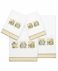 Linum Home Textiles Turkish Cotton Belinda Embellished Towel Set, 4 Piece