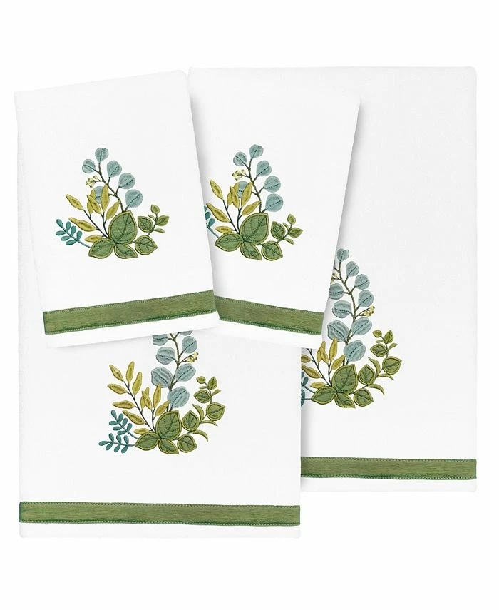 Linum Home Textiles Turkish Cotton Botanica Embellished Towel Set, 4 Piece