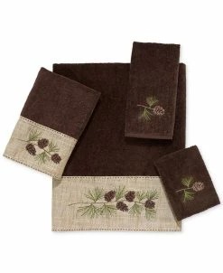 Avanti Pine Branch Cotton Embroidered Fingertip Towel